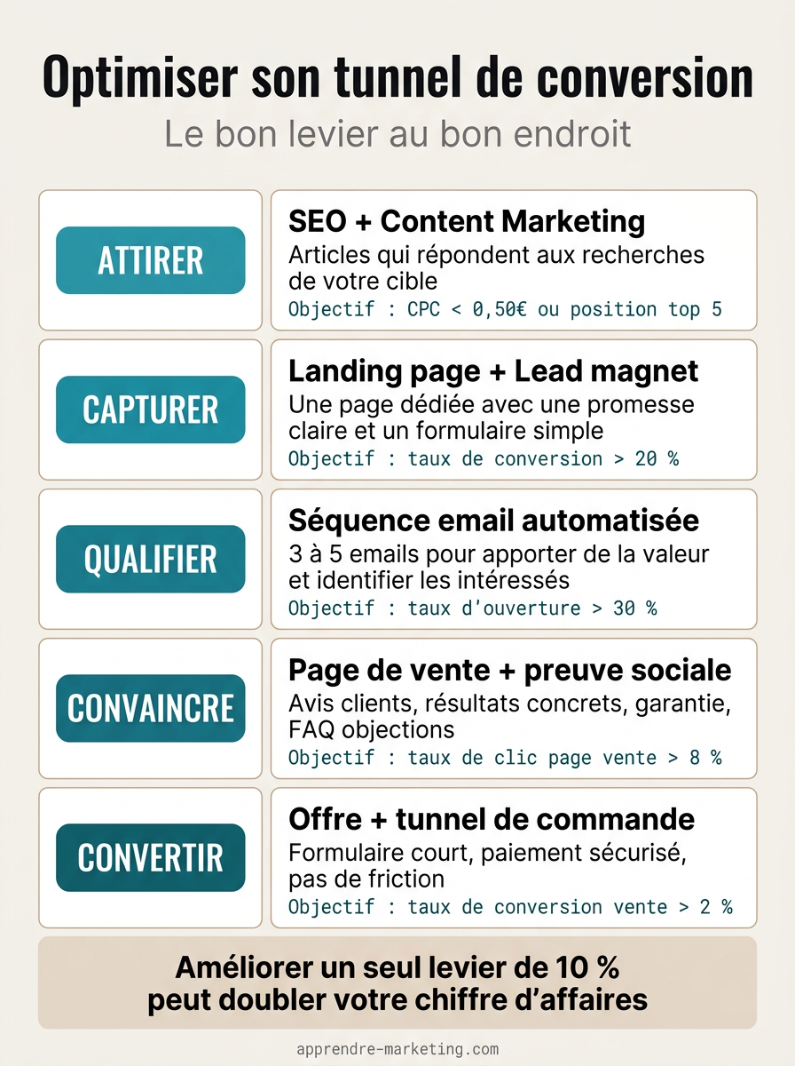 Les leviers d'optimisation du tunnel de conversion à chaque étape